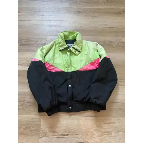 North Sky Vintage Ski Jacket Thinsulate Neon 3M Women's Size M - Picture 3 of 9